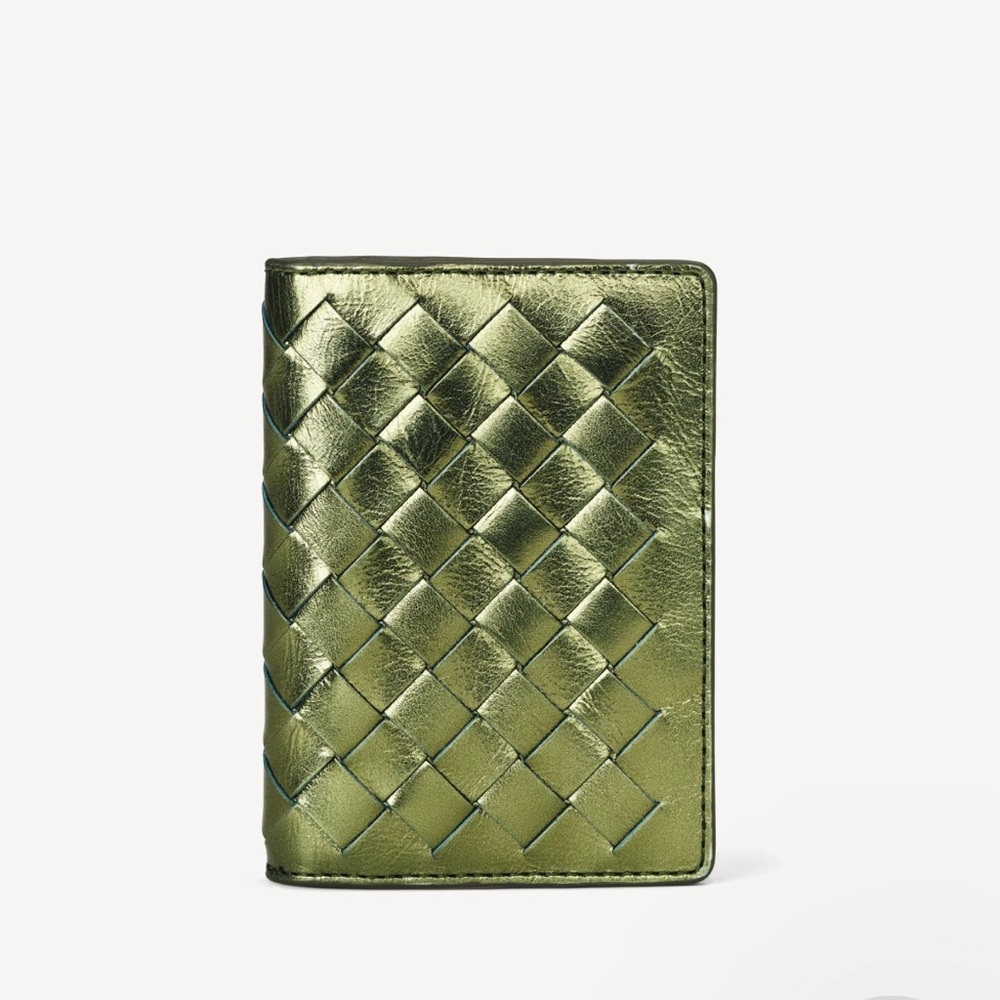 Aspinal of London Metallic Green Woven Wallet